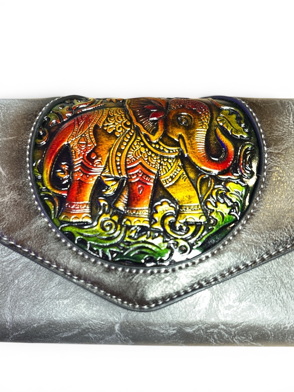 Gray Faux leather FASHION Wallet Clutch OR Crossbody - Picture 7 of 9